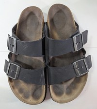 BIRKENSTOCK ARIZONA Leather Black Double Strap Sandals Size UK 7 EU 40 Regular 