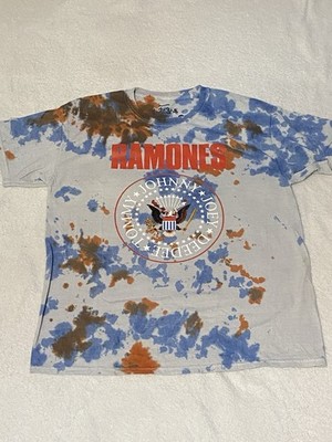 Ramones Tie-Dye Graphic Blue Orange Men's Cotton Crew Neck T-Shirt Size M