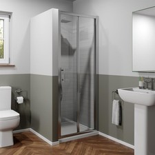 760mm Bathroom Bi Fold Shower Door Walk In Enclosure Framed 6mm Safety Glass