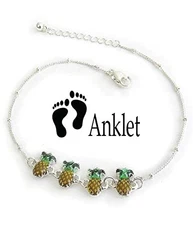 Tropical Theme Multi Pineapple Link Anklet for Women