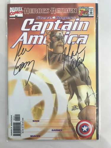 Captain America #1 (1998) Signed by Mark Waid & Ron Garney COA