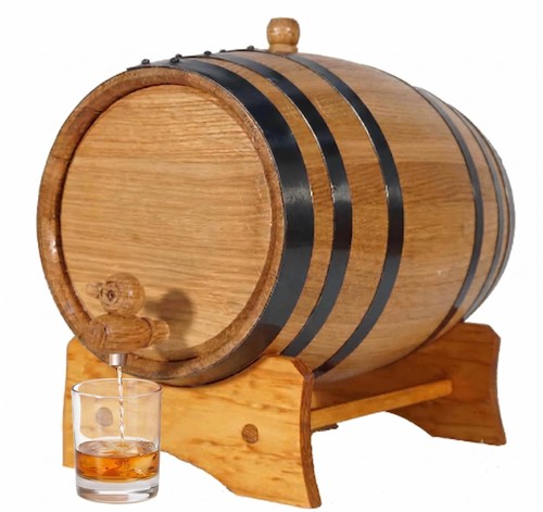 1 Gallon Oak Aging Barrel, 5 Liter Wooden Whiskey Barrel with Stand