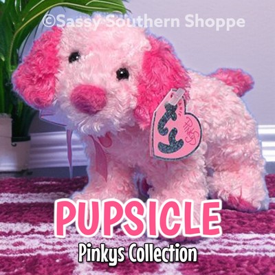 ☆ PUPSICLE ☆ 2007 Curly Fur PINK DOG Pinkys Collection Ty Beanie
