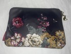 Joules Floral Cosmetic Makeup Bag Navy Pebbled Faux Leather Travel Toiletry — photo 1