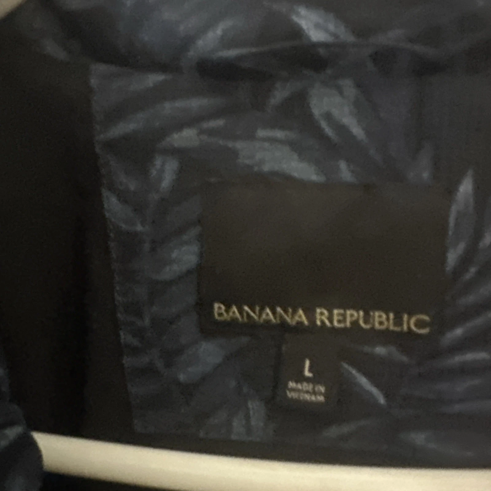 BANANA REPUBLIC Men's LG Motion Tech Palm Leaf Blue Black Stretch Bomber Jacket image 7