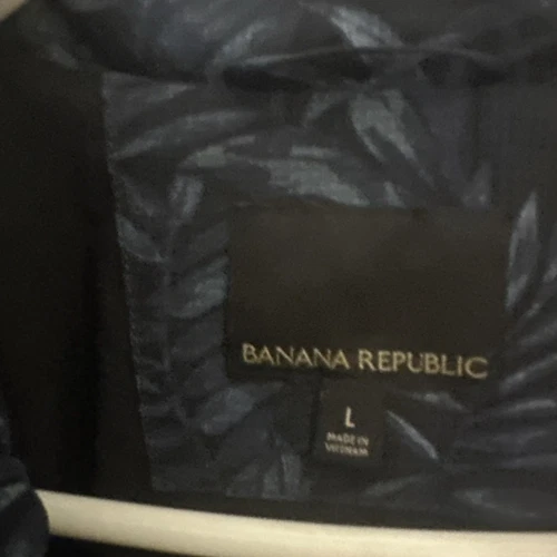 BANANA REPUBLIC Men's LG Motion Tech Palm Leaf Blue Black Stretch Bomber Jacket image 7