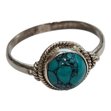 Vintage Southwestern Sterling Silver 925 Turquoise Cabochon Ring Size 6