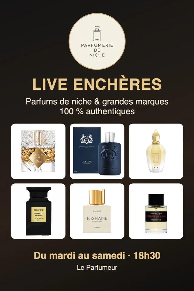 Enchères parfums de niche & grandes marques
