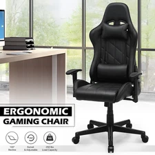 Reclinable[LUMBAR SUPPORT+HEADREST]Racing Gaming Chair Office Home Computer Seat