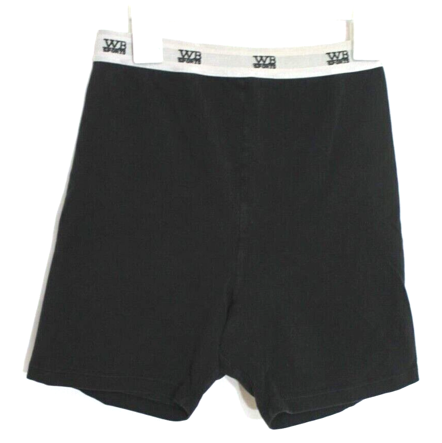 VTG WONDERBRA BLACK ATHLETIC BIKER SHORTS MEDIUM FLAT FRONT LOGO BAND ELASTIC-image