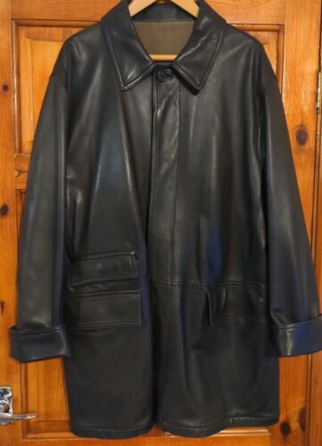 Bally Butter Soft Black Leather Jacket/Coat Buttoned, 3 x Pockets. Size 44/XL - Afbeelding 1 van 22