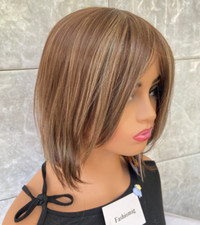 Auburn Light Blonde Mix Straight Synthetic Hair Wigs Women Soft Natural Daily