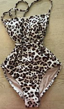 Kona Sol swimsuit one piece womens small leopard animal print New  belt wrap