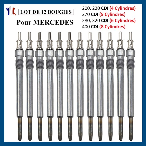 12 GlüHkerze FüR Mercedes Klasse C 200 220 270 E200 E220 CLK CLC CDI-image
