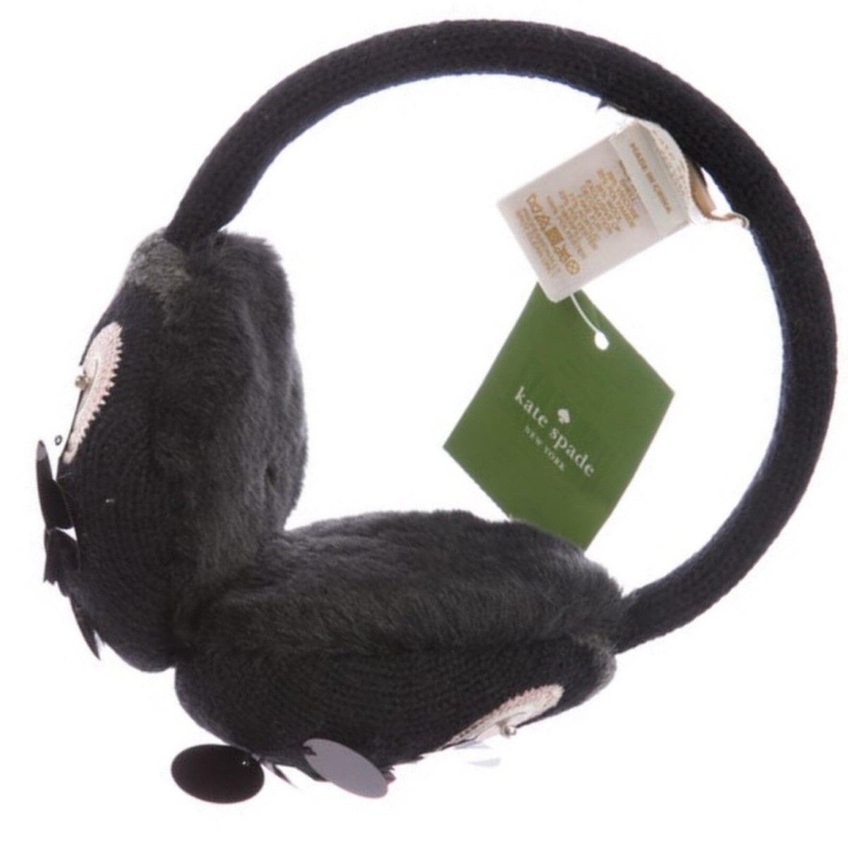 Kate spade In Fine feather earmuffs new with tags NWT Kate Spade Night Owl Black Earmuffs in Fine Feather main image 3