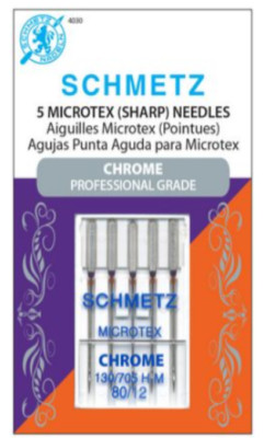 Schmetz ~ Chrome Microtex (4030) N -  80/12  5 Per Card