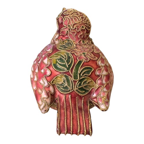 Vintage Cloisonné Enamel Bird Figurine Colorful Floral Design - Picture 3 of 9