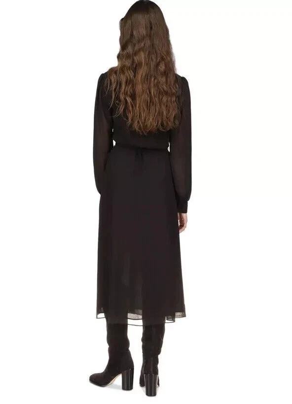 Abito Michael Kors donna Kate con cintura e bottoni abito midi nero $185 valore M