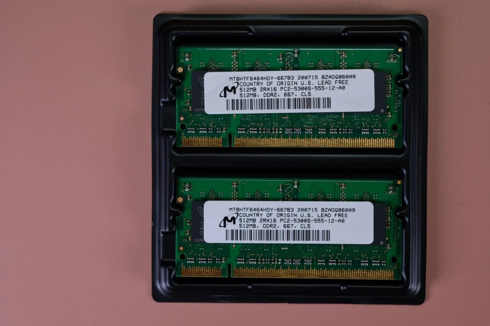 1024 2x512MB DDR2 CRUCIAL MT8HTF6464HDY-667B3 MICRON DDR2 SDRAM Memory Sticks - Image 3 of 3