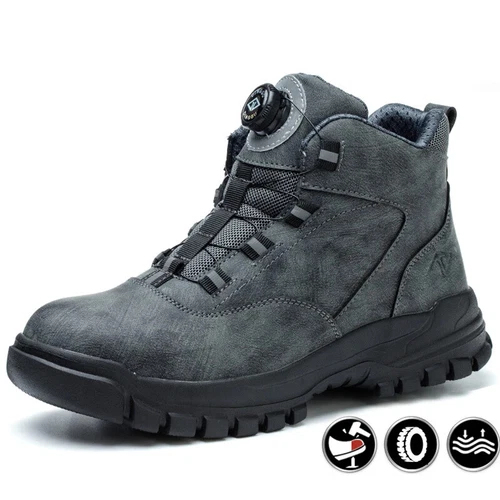 Work Safety Boots Steel Toe Shoes Men's Rotating Buttons Protective Shoes - Picture 23 of 29