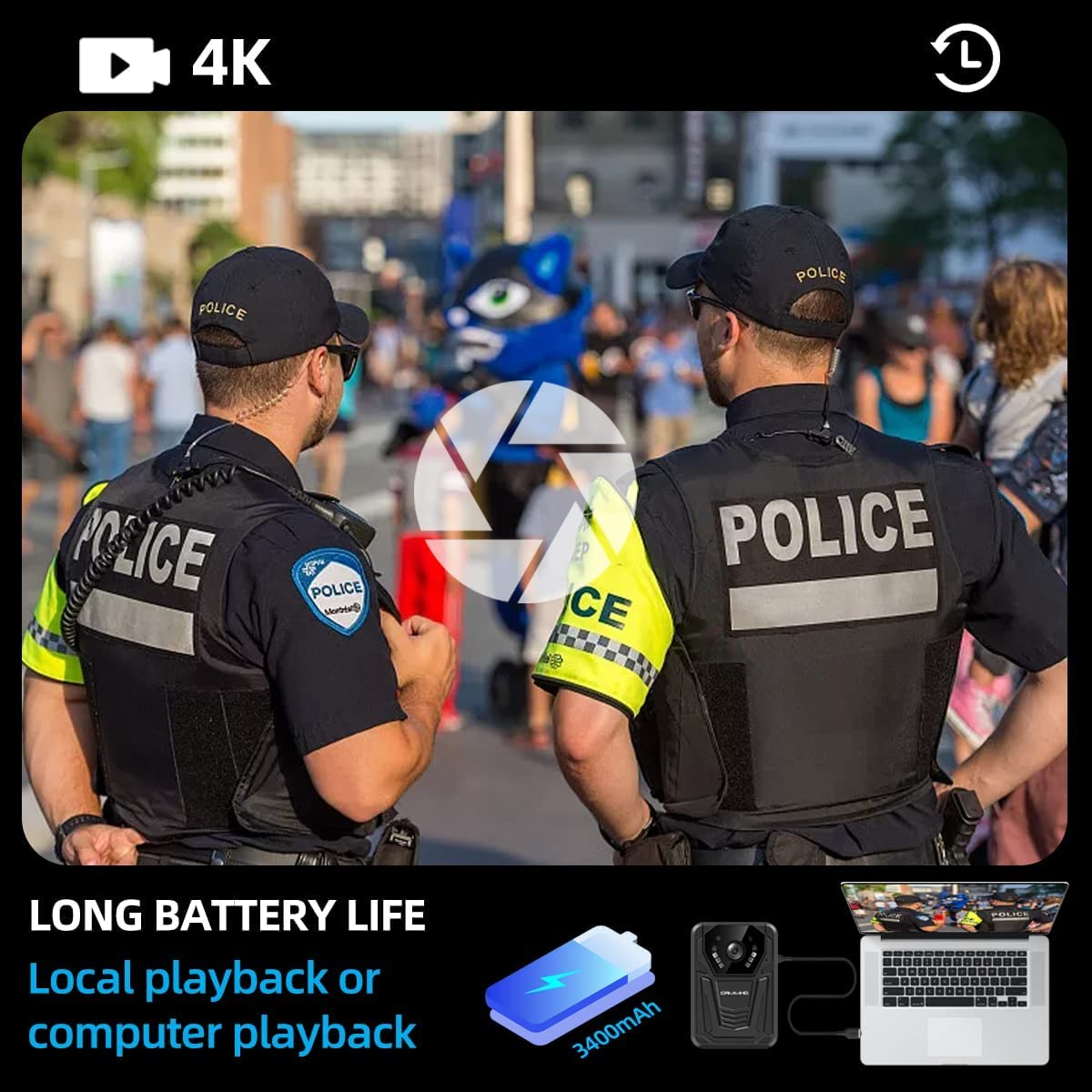 Body Camera For Delivery Drivers Police Sports HONGHOO 4K Body Camera With 128GB Memory, 1.4" Screen, 6HR Battery - Wearable Cam For Security, Sports, Evidence HONGHOO 4K Body Camera 128GB Built In - View #2
