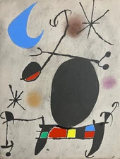 Joan Miro  "Solar Bird, Lunar Bird and Spark II" Lithograph, Plate Signed 1967