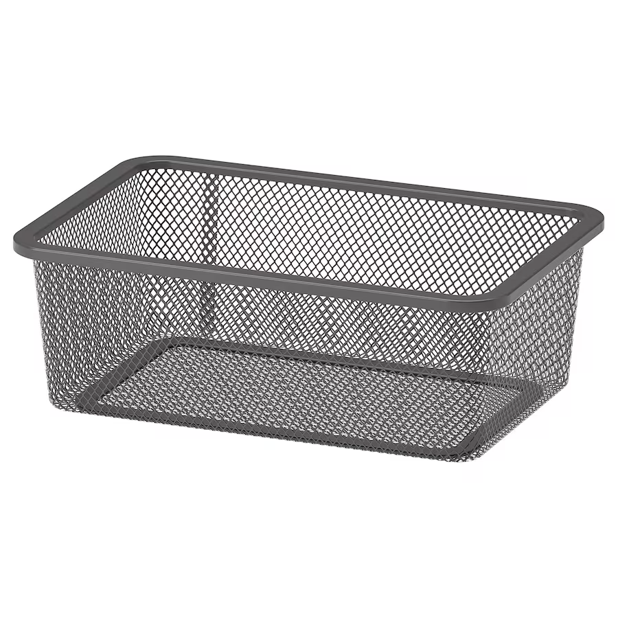 Dark Grey Mesh Storage Box 20x30x10 cm – Compact Organizer for Daily Essentials
