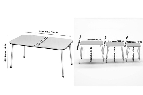 4 Piece Living Room Table set with Wooden Legs - 1 Coffee table and 3 Nesting - Picture 3 of 3