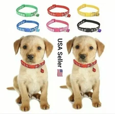 Colorful Pet Collar Supplies Cat Dog Collar With Bell Adjustable Buckle Size M