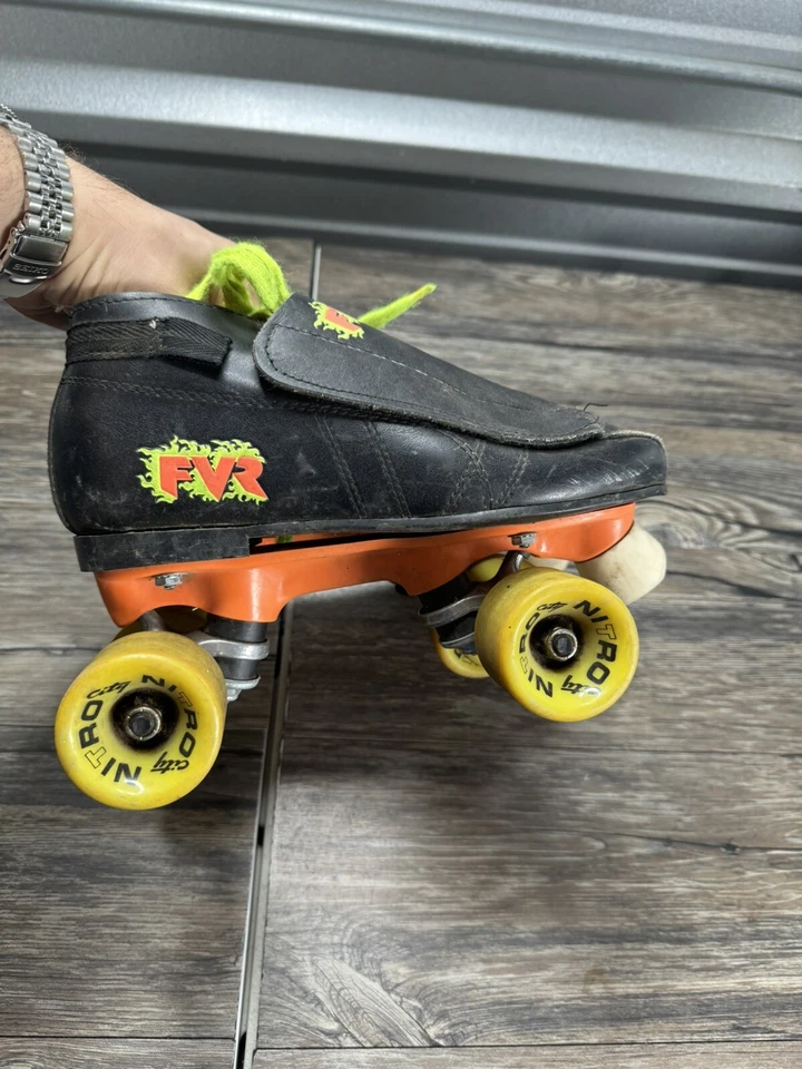 De Colección Patines de Velocidad Cuero Quad Cruiser Negro Naranja Desconocido Talla Nitro Foto 2 de 4