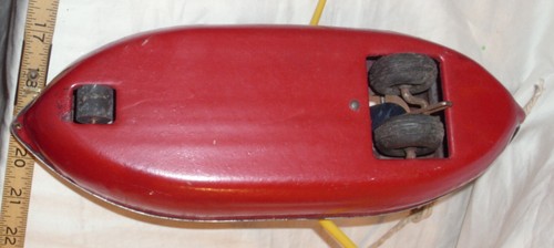 WOODETTE ROWING COAST GUARD BOAT ANIMATED PULL TOY 1940s - Picture 5 of 5