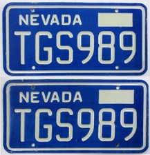 Nevada Clark County License Plate Pair  1975 1976 1977 1978 1979 1980 1981 1982