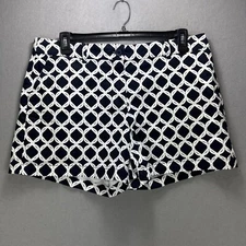 Crown & Ivy Classic Shorts Women's 16 Navy White Trellis Preppy Classic Summer