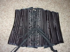 Camellias Black Satin Heavily Boned X-Firm Underbust Corset S