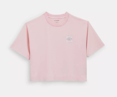 Coach Women's Dusty Pink Garment Dye Organic Cotton Cropped T