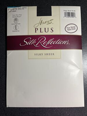 Hanes Plus Silk Reflections Silky Sheer Pantyhose Plus Petite Barely Black Panty