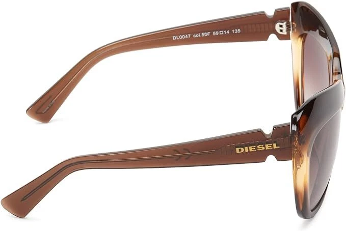 Gafas de sol para mujer Diesel DL0047 50F marrón ojo de gato marrón degradado 59-14-135 mm Foto 3 de 3
