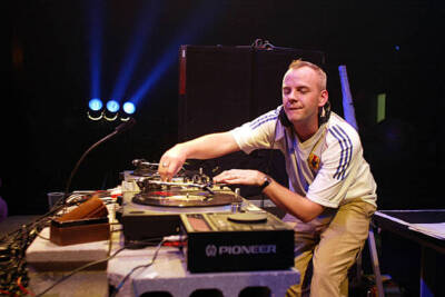 British DJ Norman Cook AKA Fatboy Slim on stage at his Kick & Spin- Old Photo 2