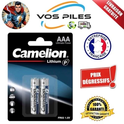 Piles Lithium AAA LR03 FR03 R3 LR3 E92 MN2400 AM4 1,5V 1100 mAh ( Camelion ) - Photo 1/4