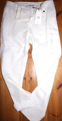 Noa Noa Hose Pants Linen Leinen Structure Weiss White size: 38 Neu 