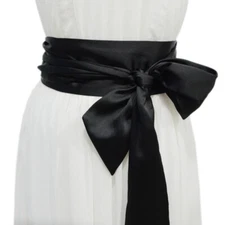 Women Satin Sash Bridal Wide Waist Belt Ribbon Long for Wedding Dress Coat