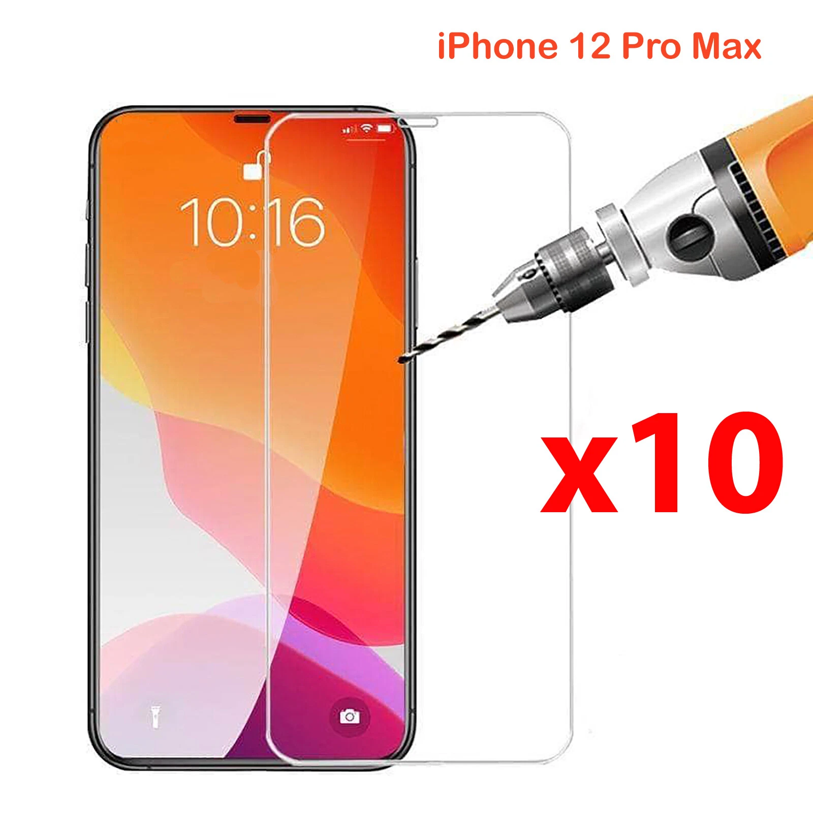 10pcs 9H Tempered Glass Screen Protector Guard for Apple iPhone 12 PRO MAX Front