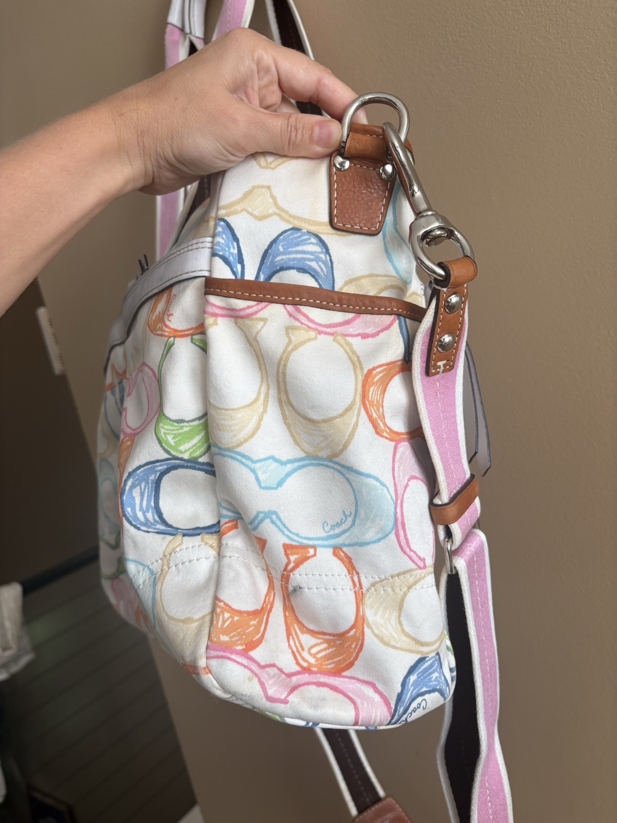 COACH Y2K SCRIBBLE MULTICOLOR C MULTI BABY DIAPER TOTE BAG PINK 10676 RARE image 9