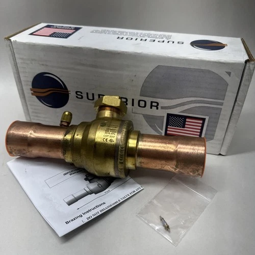 Superior Refrigeration Ball Valve 1-5/8" 593WAS-15ST Brass Integra Seal NEW