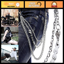 Punk Skull Wallet Chain for Men Women, Cool EMO Biker Trousers Key Belt