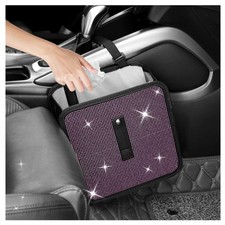 Bling Car Trash Can with Rhinestone,Foldable Car Garbage Can for in-Vehicle W...