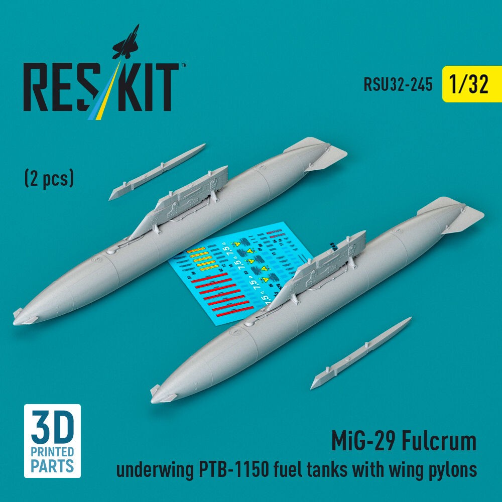 ResKit RSU32-0245 1:32 MiG-29 Fulcrum Underwing PTB-1150 Fuel Tanks Kit