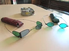 2  Rare - 1800s - Signed McAllister - EYE GLASSES w/ COLORED LENSES & Orig CASES