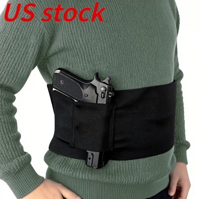 Belly Band Holster for Concealed Carry Handgun Holster with 2 Magazine Pouches