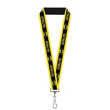 Buckle Down Lanyard-1.0"-Batman/Logo Stripe Yellow/Black One Size Multicolor